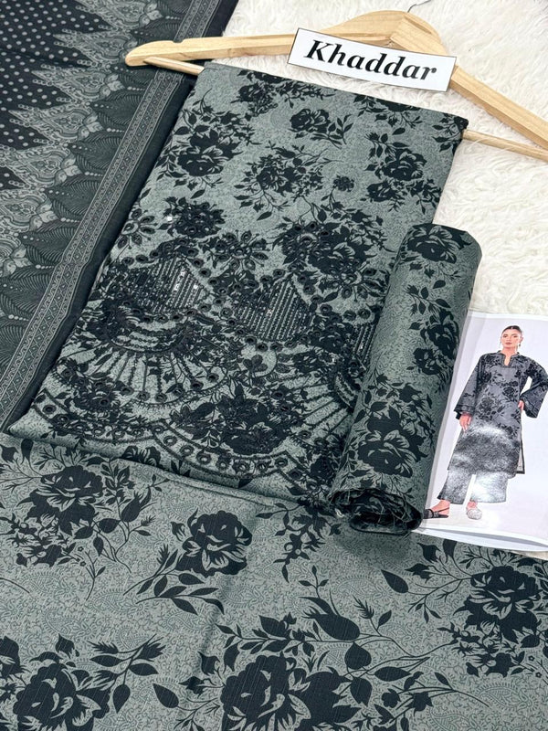 KHADDAR 3PCS FULL EMBROIDERED