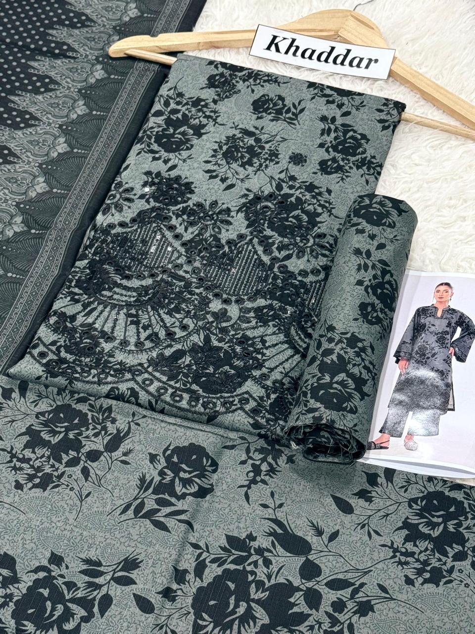 KHADDAR 3PCS FULL EMBROIDERED