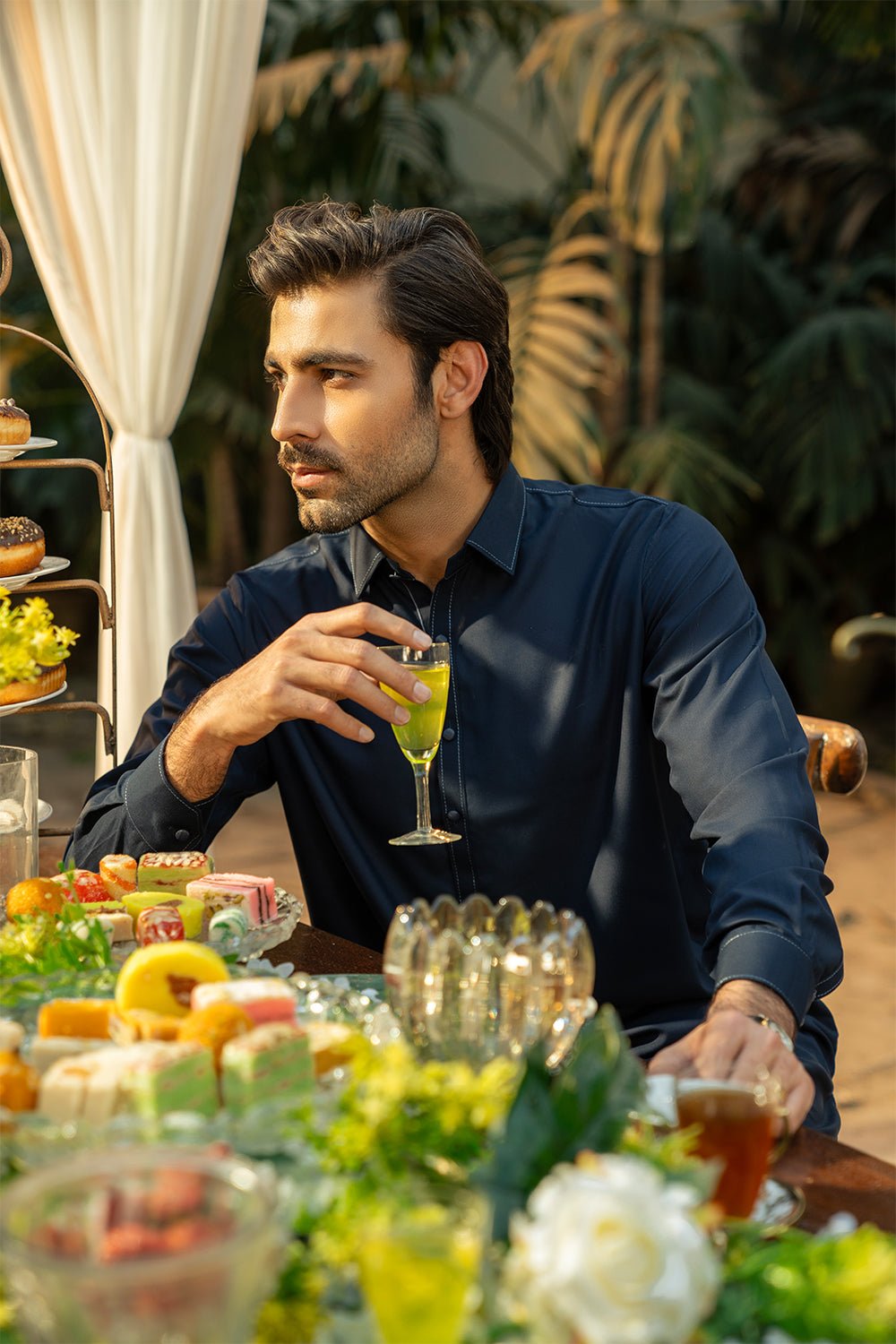 Navy Blue Wash N Wear Unstiched Suit