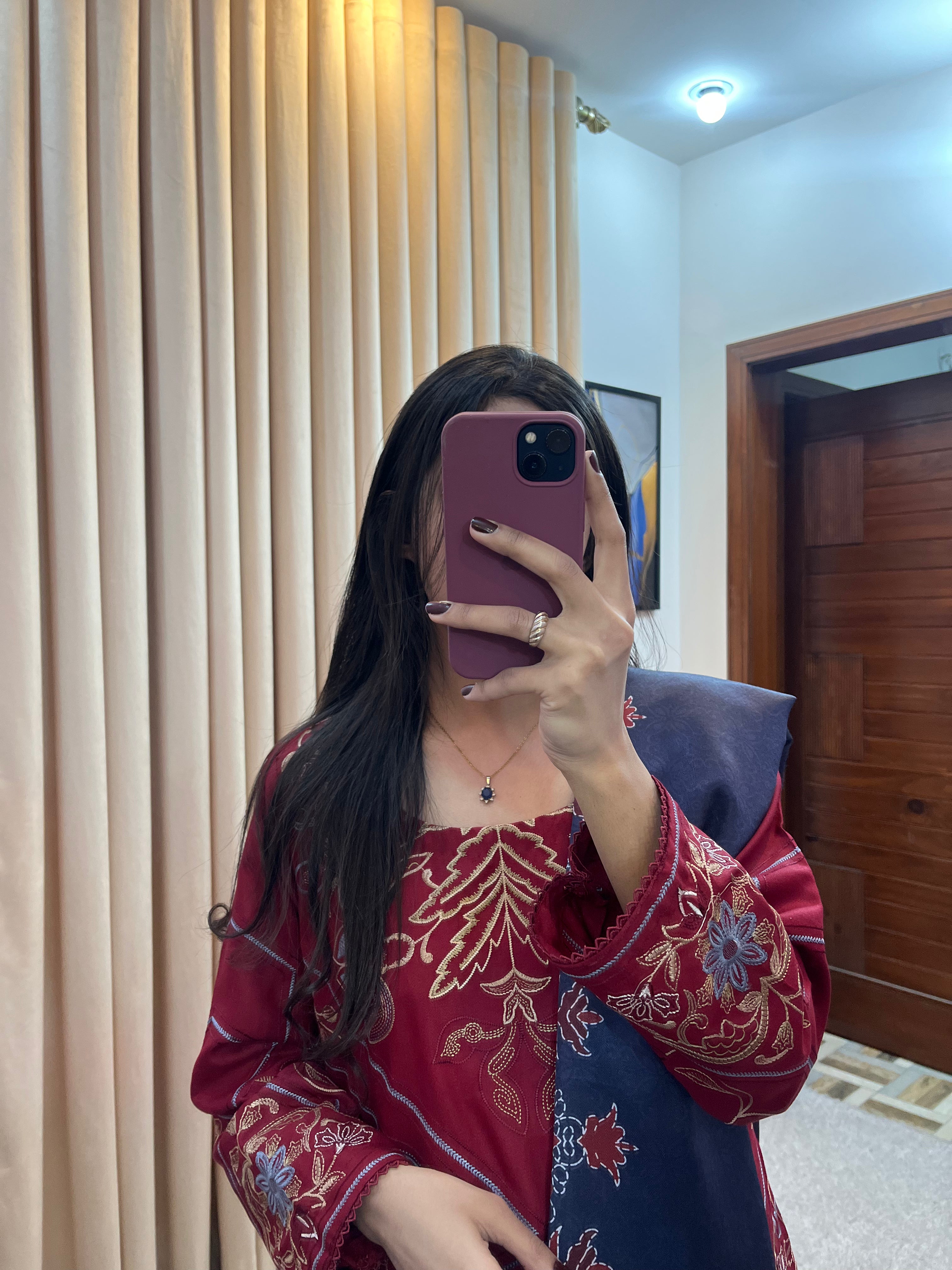 3-PC Luxury Embroidered Dhanak Suit