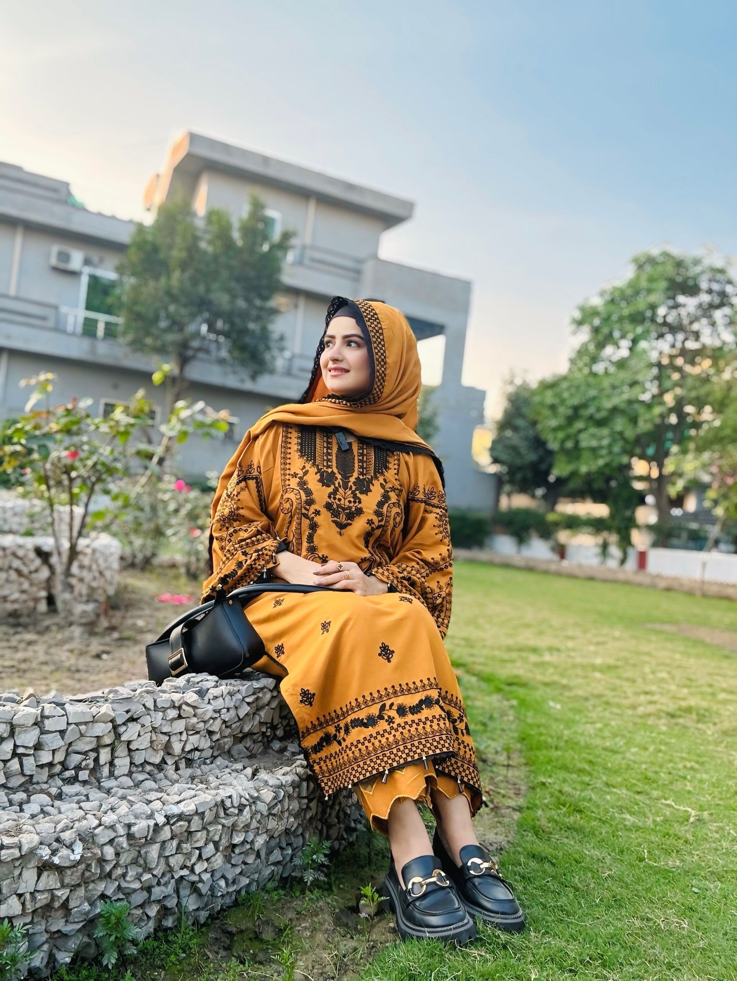 LIBAAS-3PC Lawn SUIT MUSTARD