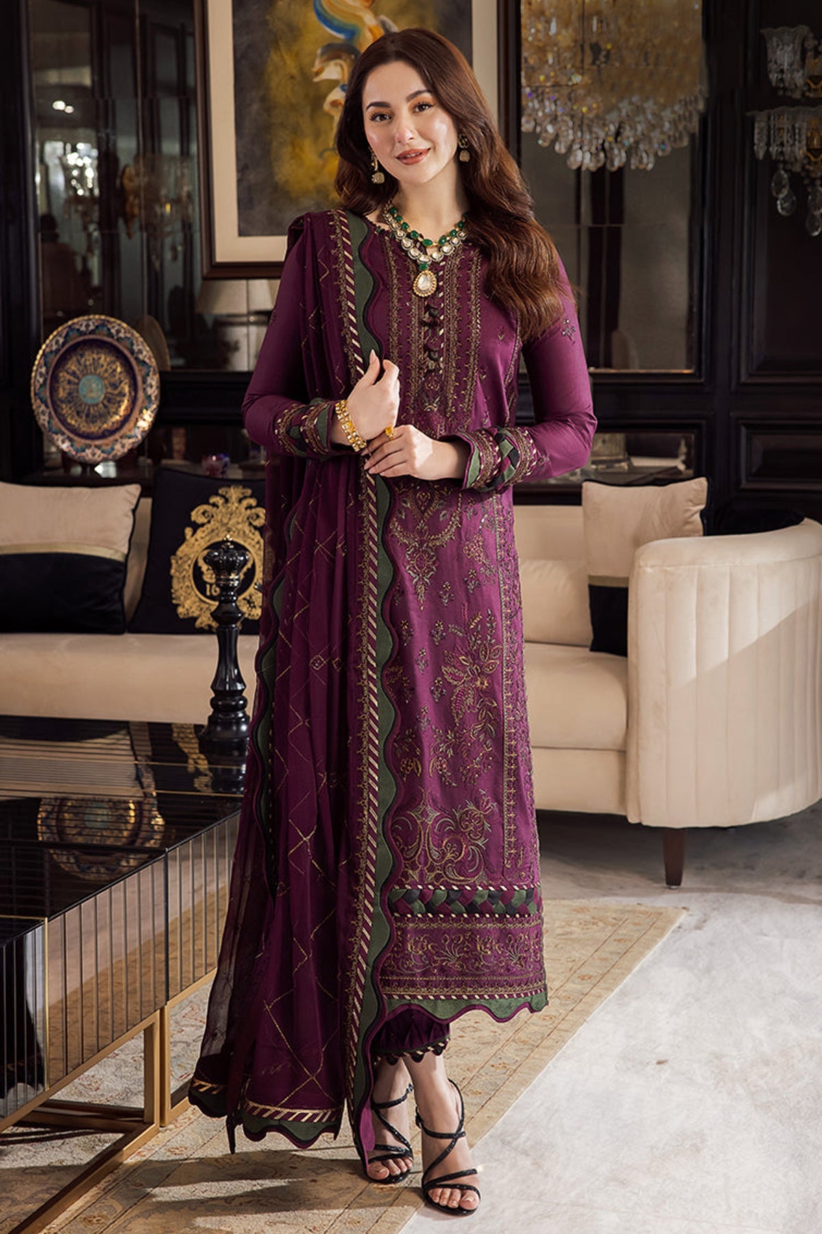 ASIM JOFA-3PC Dhanak Embroidery Unstiched Suit