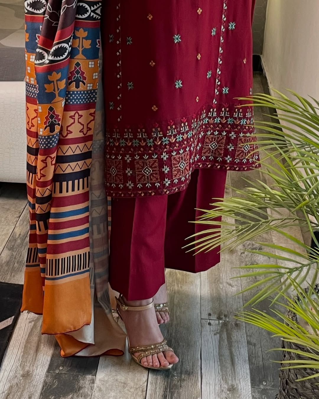 3-PC Luxury Embroidered Dhanak Suit