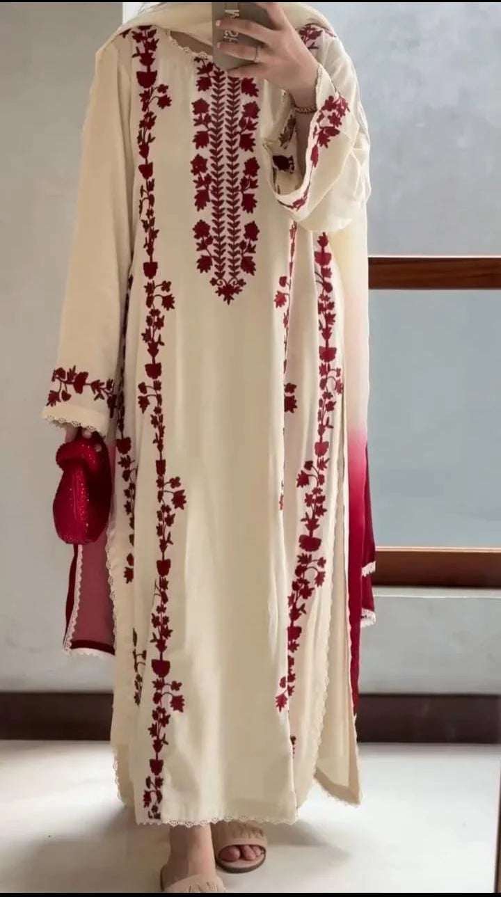 3PC DHANAK EMBROIDERED SUIT