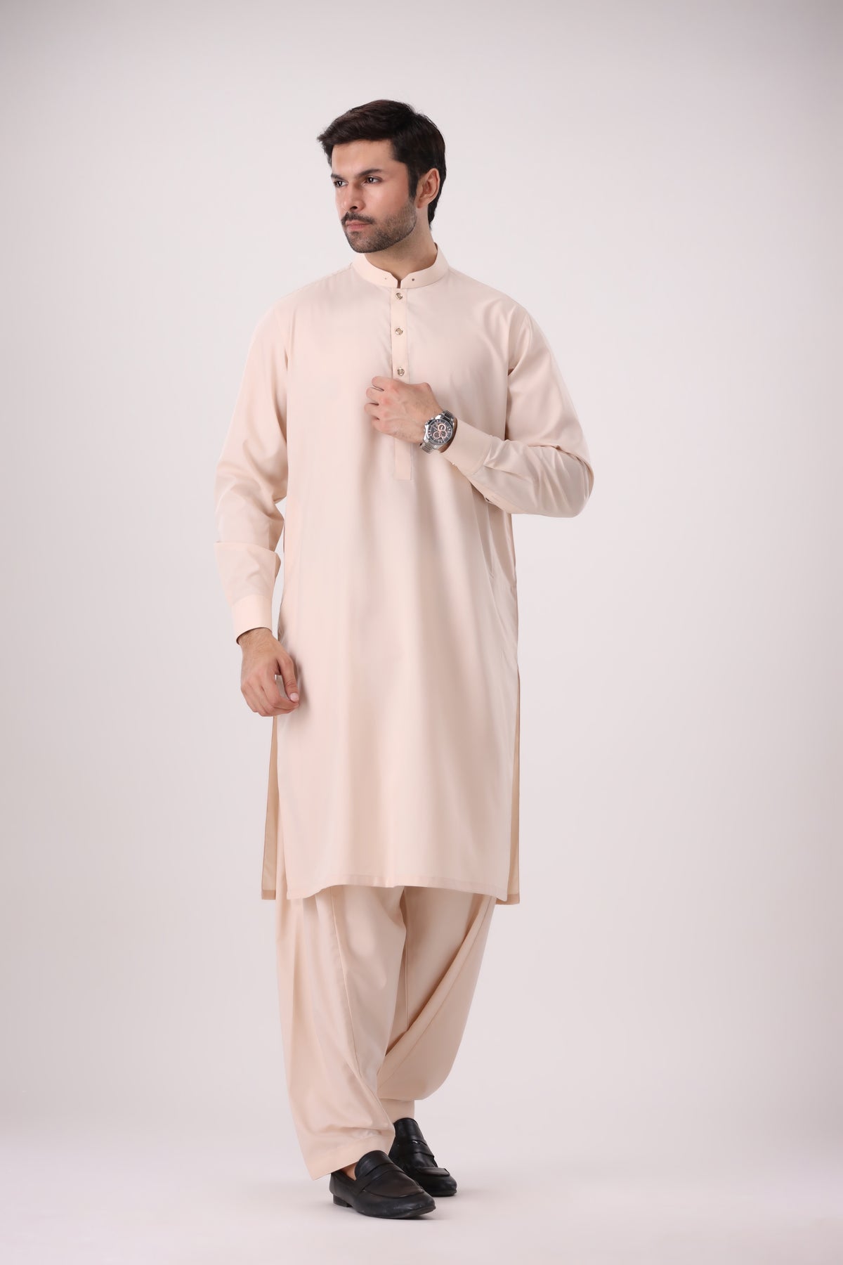 Almond Wash N Wear Unstiched Suit