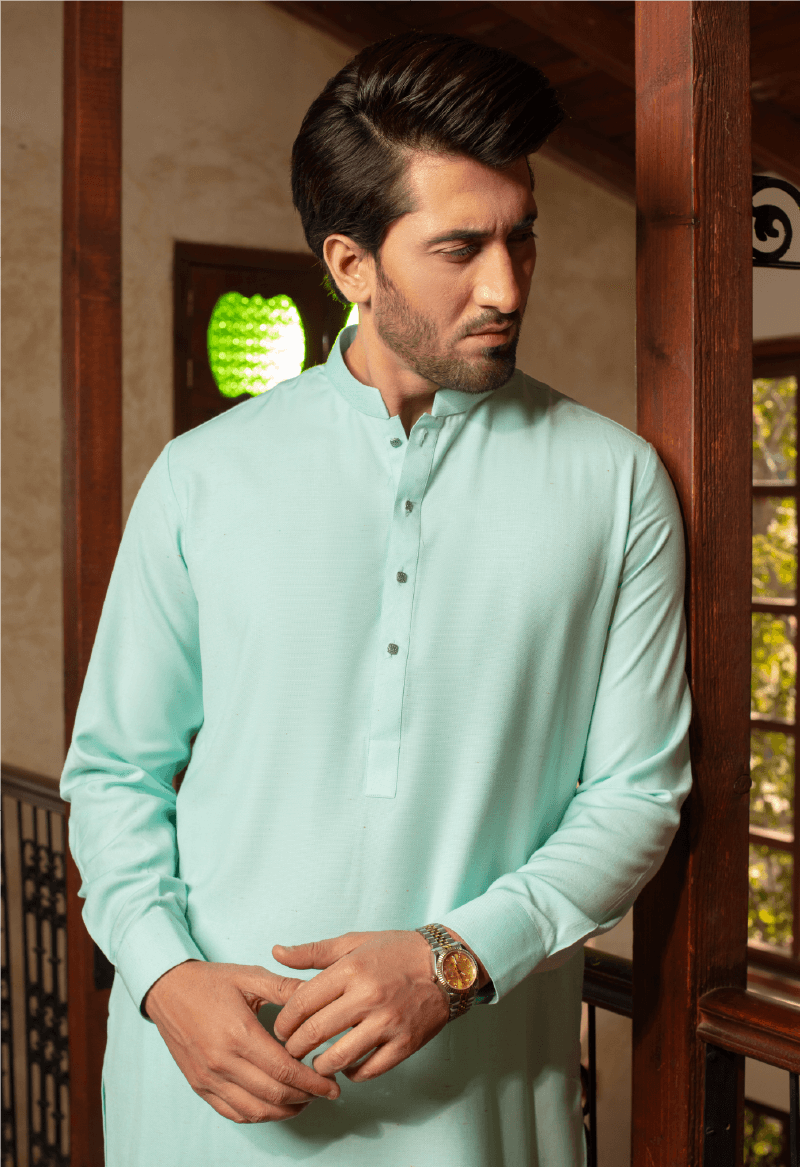 Sea Green Wash N Wear Unstiched Suit