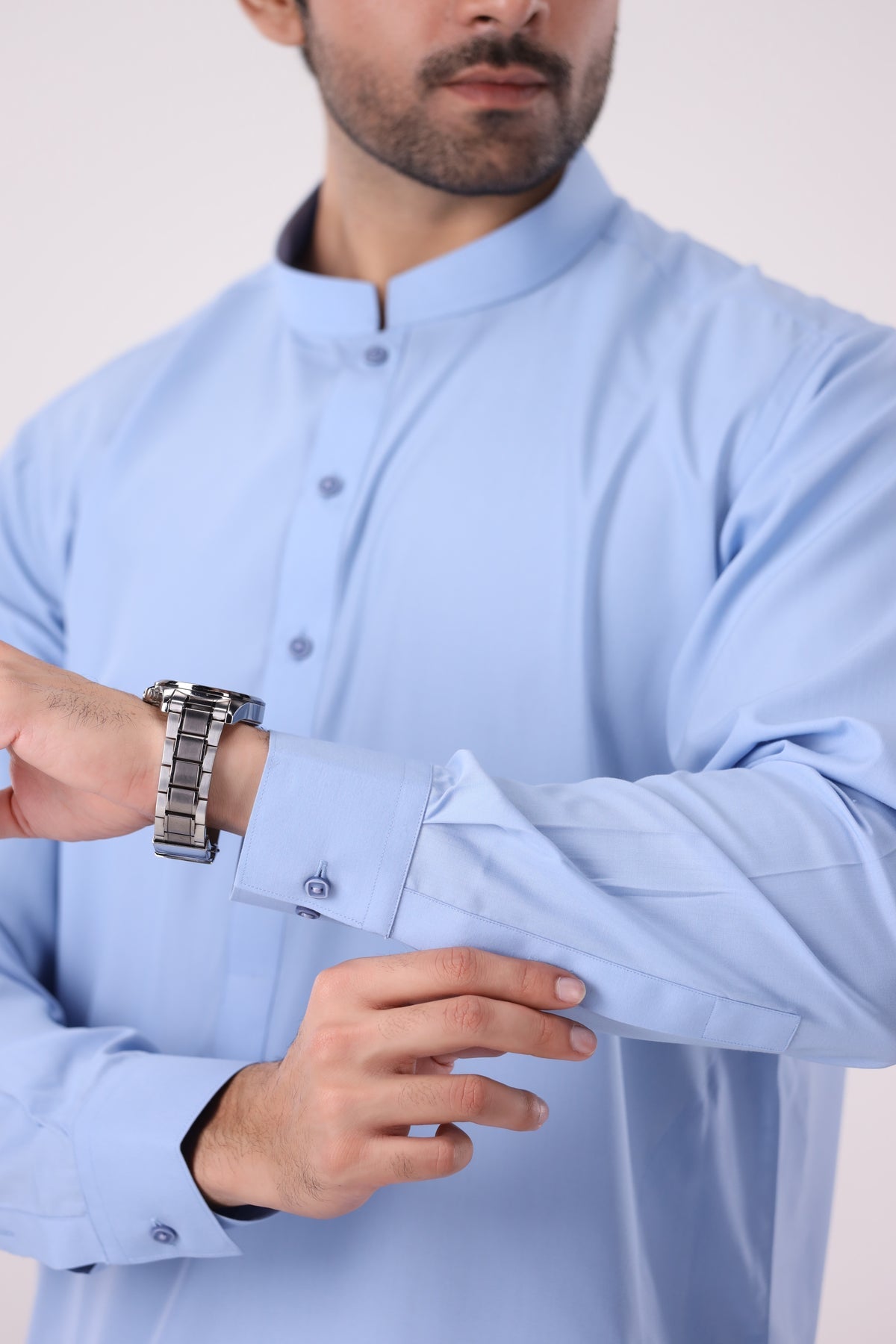 Sky Blue Wash N Wear Unstiched Suit