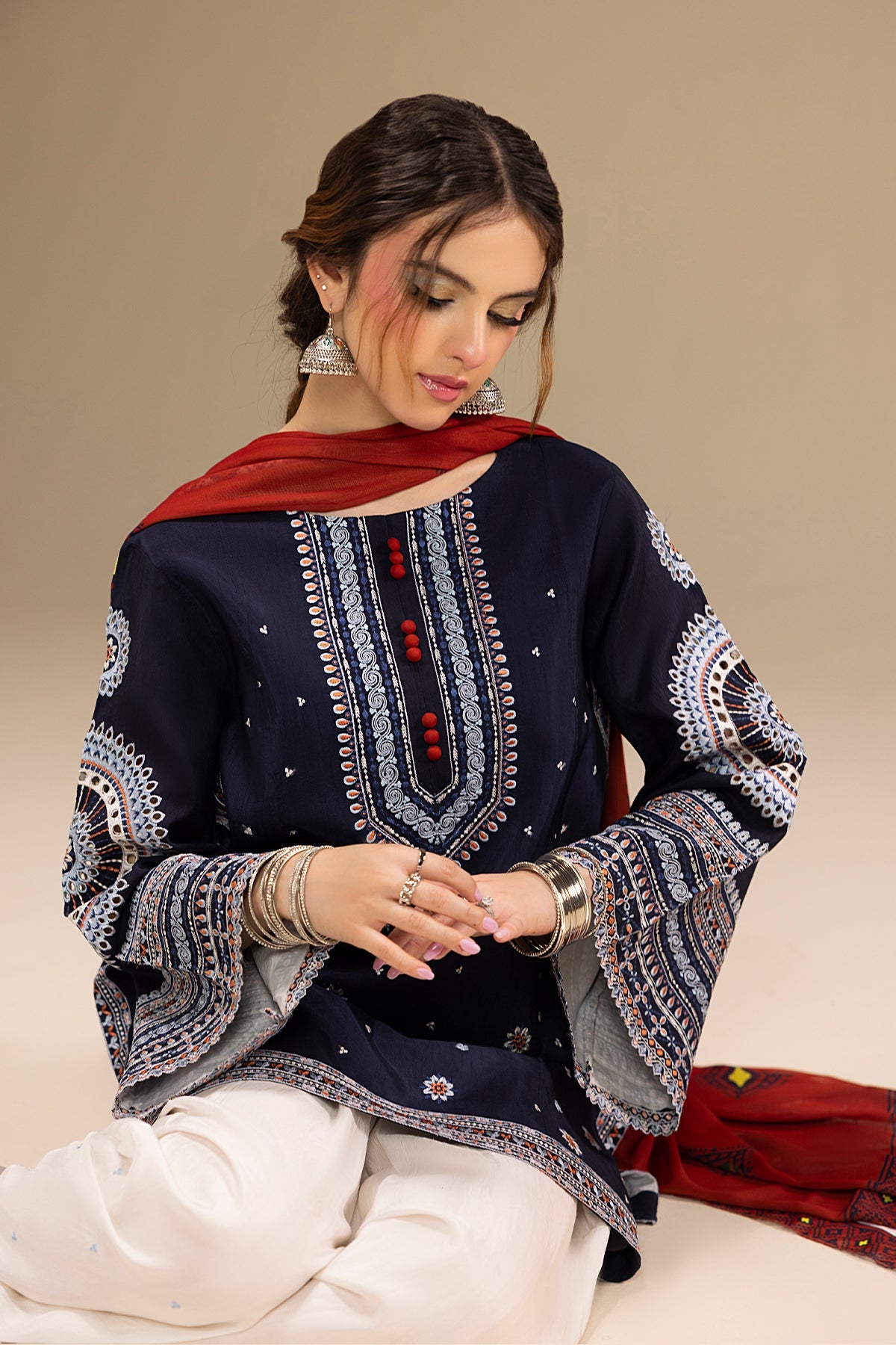 Luxury Dhanak 3Pc suit with full Embroidery