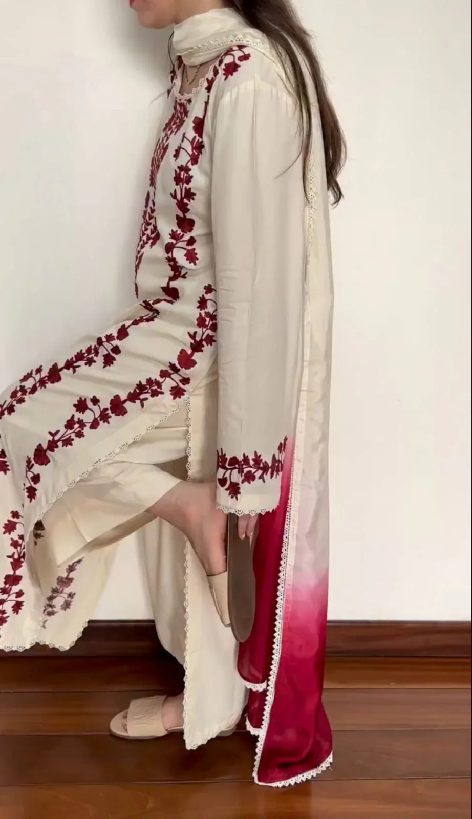 3PC DHANAK EMBROIDERED SUIT